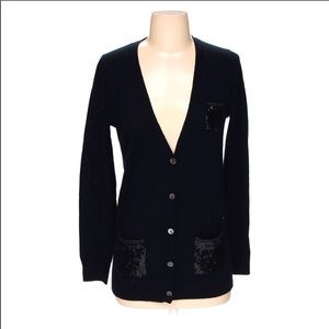 J. Crew Black Sequin Pocket Cardigan